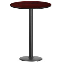 Flash Furniture XU-RD-30-MAHTB-TR18B-GG 30" Round Mahogany Laminate Table Top with 18" Round Bar Height Table Base